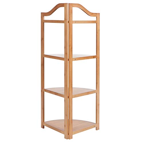Corner Shelf Bamboo Bathroom Shelf Standing Shelf Bookcase Flower Shelf Decor Shelf for Bathroom Living Room Bedroom Balcony(4 Level)