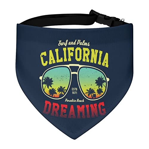 California Surfer Tee Graphic Dog Bandana Cute Triangle Scarf Kerchief Bibs with Adjustable Buckle