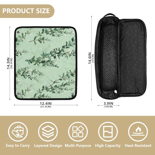 Bolso de viaje para herramientas de cabello Green Plants con tapete resistente al calor extraíble e impermeable para planchas y rizadores. miniatura 4