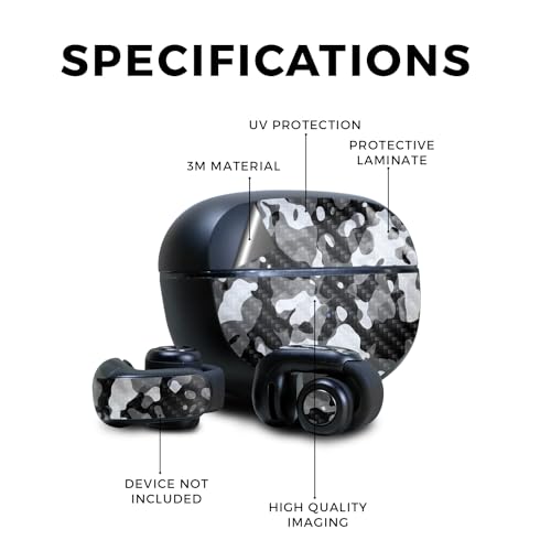 Image of Carbon Fiber Skin Compatible with Bose Ultra Open Earbuds - Black Modern Camo - Premium 3M Vinyl Protective Wrap Decal Cover - Easy to Apply | Crafted in The USA by MightySkins