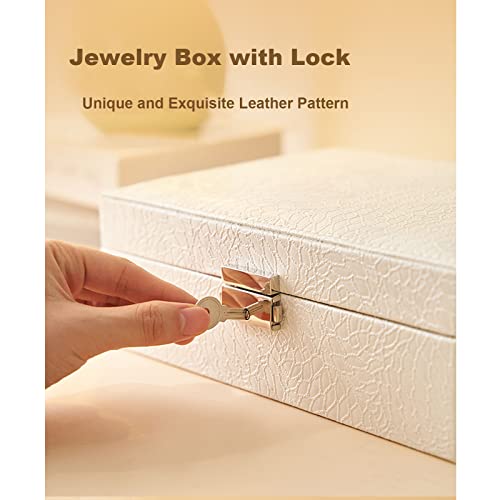 Guoer Jewelry Box, Jewelry Organizer Jewelry Boxes For Women With Lock, Black Jewelry Box Case, Leather Jewelry Box With Double Layer For Rings Necklace Bracelet Earring Storage #TOP3