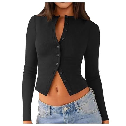 Matunana Womens Fall Long Sleeve Tops Lightweight Cardigan Cropped Sweaters Crop Going Out Shirts Ribbed Button Down Cute Y2k Trendy Outfits Fashin Clothes 2025 Black