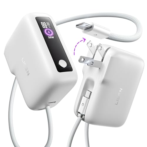 LISEN 3 in 1 Fast Travel Charger, Portable Charger with Wall Plug & Built in Cable, 35W Power Bank Fast Charging,7000mAh Traveling Essentials Mens Valentines Day Gift for iPhone 17 16 Pro Max iPad Pro