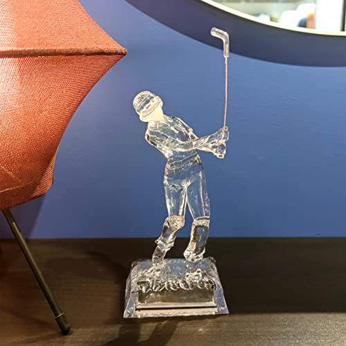 Begorgeo Acrylic Statueacrylic Golfer Figurine Sport Sculpture Decor Statue Acrylic Competition Prize Led Light Home Office Desk Decorative Ornament #TOP4