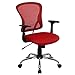 Flash Furniture Mid-Back Red Mesh Swivel Task Chair with Chrome Base and Arms