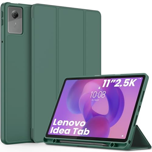 EasyAcc Hülle für Lenovo Idea Tab 11 Zoll Tablet 2025 mit Stifthalter TB-336ZU TB-336FU, Ultra Dünn mit Standfunktion Slim PU Leder Schutzhülle (Nachtgrün)