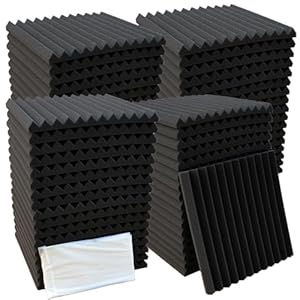 52 Pack Acoustic Foam Panel Wedge Studio Soundproofing Wall Tiles 12″ X 12″ X 1″