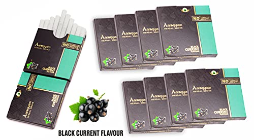 Image of Aarogyam Herbals 100% Tobacco & Nicotine Free Cigarette for Relieve Stress & Mood Enhance Product for Smokers - (10 Sticks in Each Packet) (BLACK CURRENT FLAVOUR, Pack of 10)