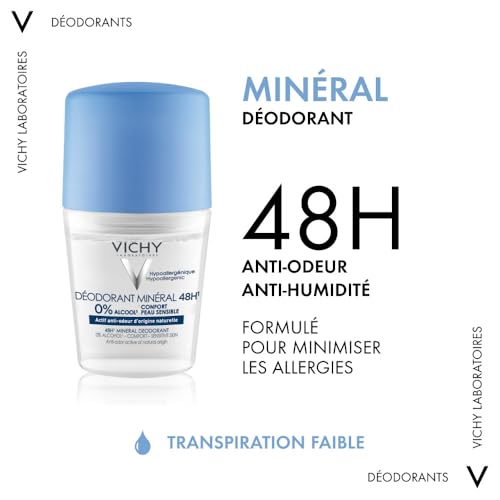 Vichy Déodorant Roll-On 48H Peaux Sensibles Formule Minérale Sans Alcool