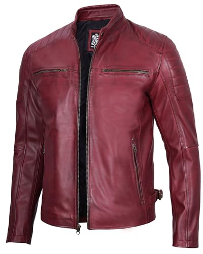 Image of Men's Casual Real Lambskin Leather Jacket with Zipper Closure