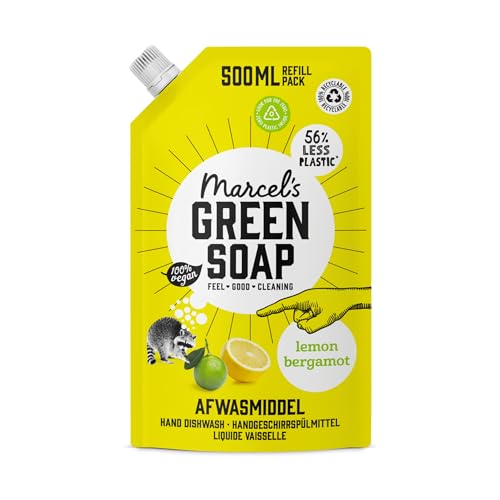 Marcel's Green Soap Detergente para lavar detergente para rellenar Limón y Bergamota - Detergente biodegradable - Fórmula libre de microplásticos - Ahorra un 56% de plástico - 500ML