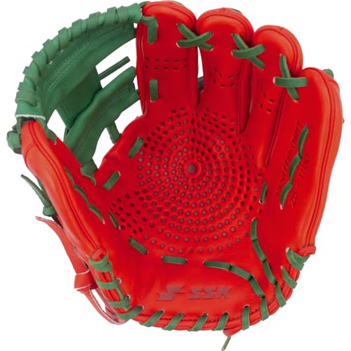SSK Z5 Craftsman Infield Baseball Glove – 11.25” - 11.5” - 11.75” - 12” – Right & Left Hand Throw (Red/Forest Green, 11.5" - Right Hand Throw) - Thumbnail 3