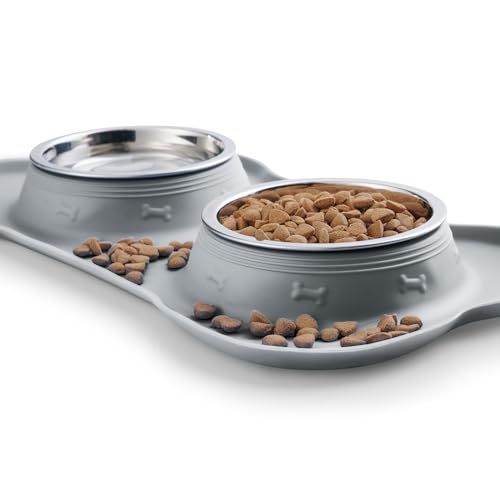 image for Hubulk Pet Dog Bowls 2 Stainless Steel Dog Bowl with No Spill Non-Skid