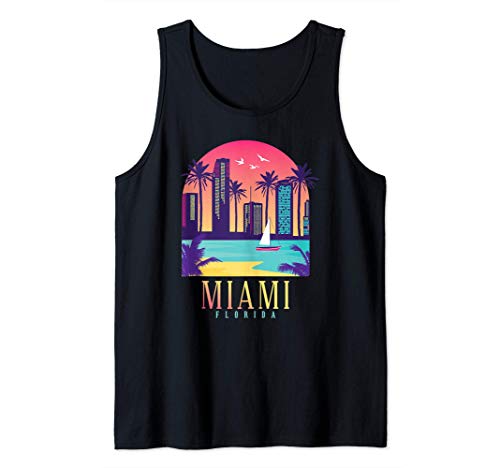 Miami florida vaporwave retro 80s 90s style design retrowave tank top