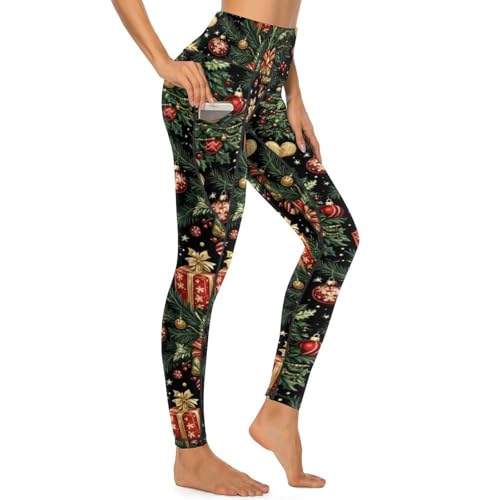 Pantalon de yoga avec poches pour femme et legging d'entraînement de Noël