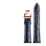 MMXWYKO Bracciale in vera pelle di vacchetta 19 21mm 22mm compatibile con cinturino for orologi Longines L29094920(Blue rose buckle,19mm)