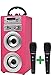 DYNASONIC (3º Generación) Karaoke con micrófono Infantil, Altavoz con microfono Karaoke para Cantar Incluido (Dos), Altavoz Bluetooth Modelo Rosa TWS