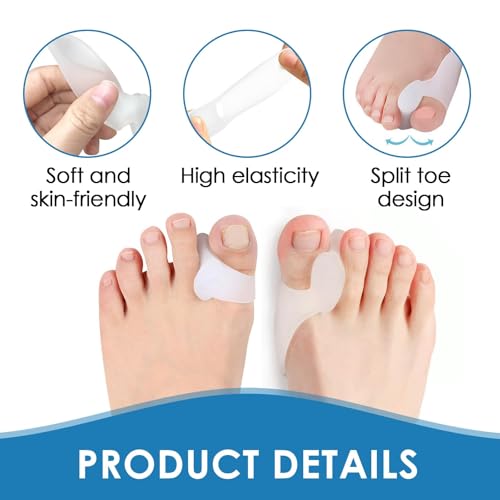 4 Paar Hallux Valgus Zehenspreizer,Toe Separator für den Großen Zeh,Silikon Zehentrenner,Reduziert Reibung & Druck,Universalgröße,Ideal für Täglichen Gebrauch