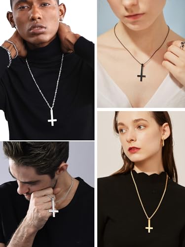 PROSTEEL Satanic Jewelry Upside Down Cross Necklace for Men Women, 316L Stainless Steel/925 Sterling Silver Inverted Cross/Leviathan Cross Pendant, Gothic Occult Necklace 22"-24" Adjustable2