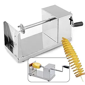 HETZON SALES Stainless Steel Tornado Potato Slicer/Cutter Machine for Twisted Potato Slicer Spiral Vegetable Cutter French Fry, (Silver)