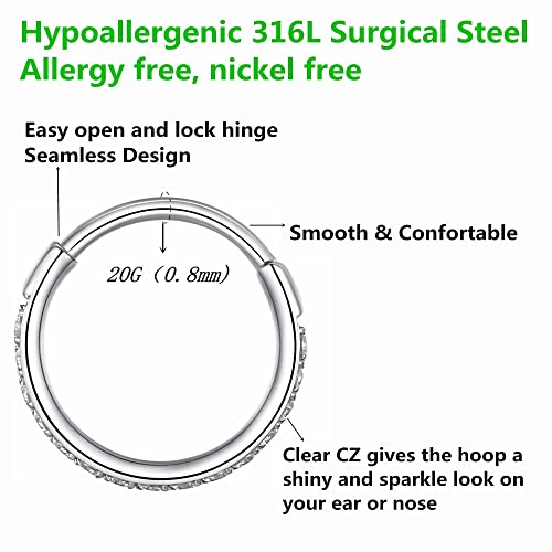 BLESSMYLOVE Clear CZ Nose Rings & Earrings - 316L Surgical Steel Jewelry for Cartilage, Conch, Daith, Helix, Rook, Tragus & Lobe Piercings - 20G, 18G, 16G - Stainless Steel Segment & Lip Rings by BLESSMYLOVE - Used condition - Image 2