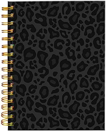 iampanda Spiral Journal Notebook,Strong Twin-Wire Binding with Premium Paper for Girl Women,Cool Cheetah 60 Sheets A5 College Ruled Notebook/Journal,Perfect for School Office Home Gifts,Black Leopard Skin