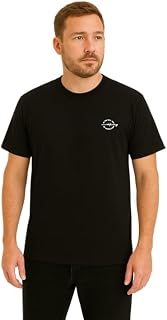 HUMBURG Men's Cotton Zara Dobby T-Shirt, Regular Fit, Crew Neck, Solid Black, Short Sleeve Casual, Comfortable Stylish Everyday Wear