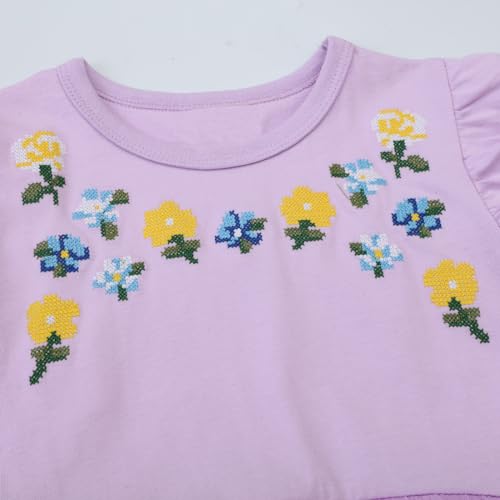 Little Girls Dress Casual Cotton Kids Unicorn Appliques Striped Jersey Dress 2-7 Years3