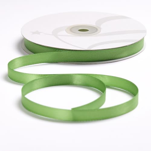 Nastro Doppio Raso 10mm X 50 Metri per Artigianato, Natale, Decorazioni, Adatto Per confezionare Regali, Feste di Compleanno, Matrimoni, Bomboniere (Verde)