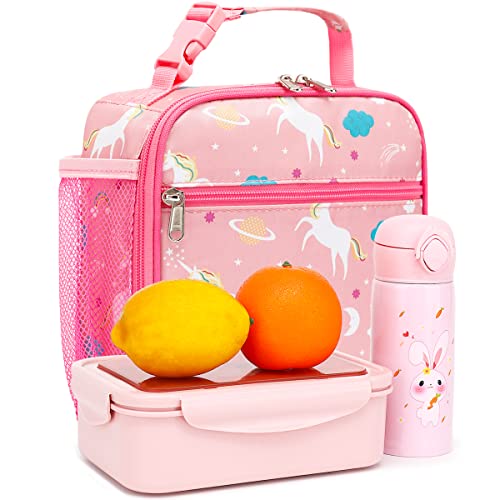 Flowfly Kids Lunch Box Insulated Soft Bag Mini Cooler Back To School Thermal Meal Tote Kit For Girls, Boys, Unicorn #TOP5
