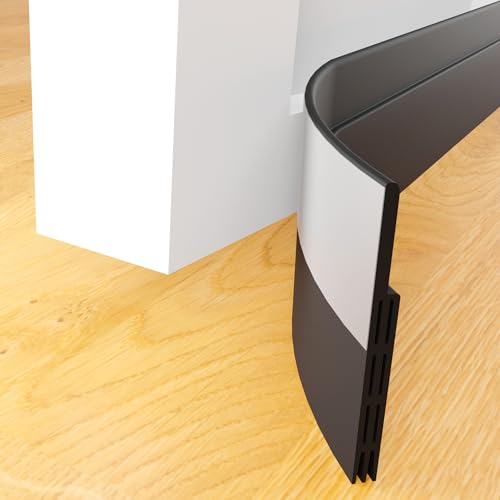 YUCONECT Burlete Puerta Entrada - Aislante Puertas de Entrada - Burlete Bajo Puerta Exterior para Evitar la Entrada de Frio - Burlete Goma Autoadhesivo para Puerta Corredera y de Garaje - 1 M Negro