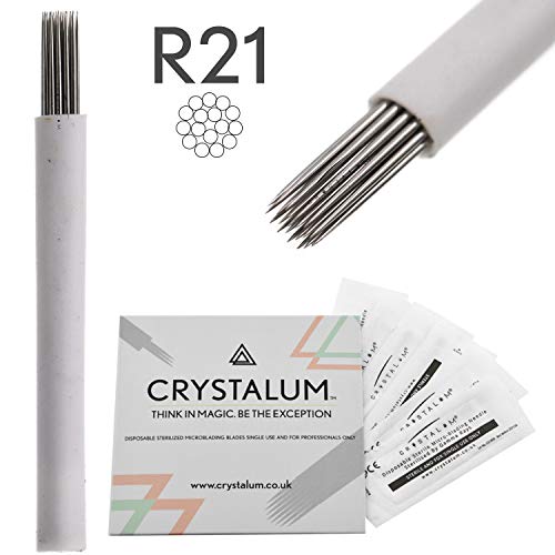 Microblading Needles Shading R21 Blades 20pcs Micro Blade Eyebrow Tattoo MakeUp Supplies PMU Products Kit CRYSTALUM
