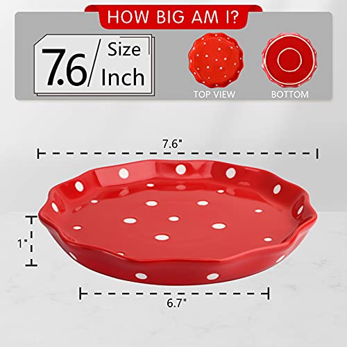 Avla 4 Pack Porcelain Dessert Plates, 7.6 Inch Small Appetizer Salad Plate, Kitchen Serving Flat Dishes For Snacks, Appetizer, Ice Cream, Fruit, Wedding Cake Plate, Polka Dot #TOP1