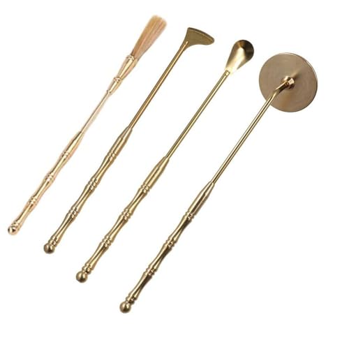 Brass Incense Making Kit,4Pcs Incense Making Kit,Copper Spoon and Shovel for Incense, Incense Ash Press Incense Shovel Incense Brush