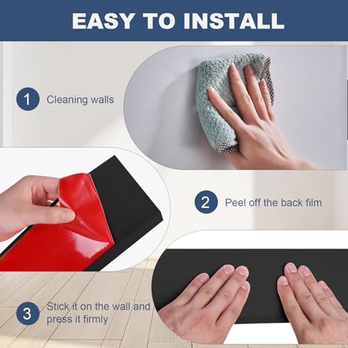 DSGL Flexible Baseboard Molding Trim, 4 in x 10 Ft Self-Adhesive Vinyl Wall Base,Peel and Stick Rubber Wall Base Moulding Trim (Black)