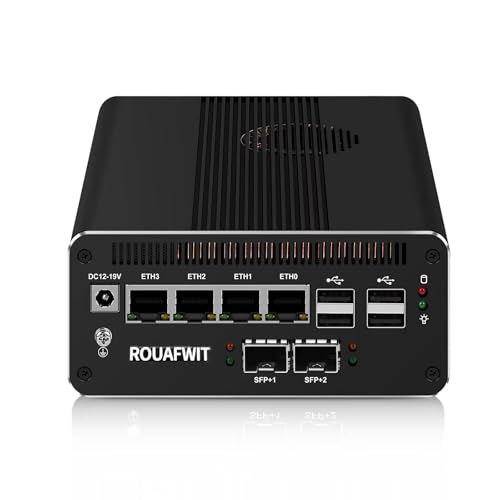 ROUAFWIT Mini PC Win 11 Pro, Ultra 5 125H (14C/18T up to 4.5GHz), 4 x 2.5GbE LAN, 2 x SFP+10GbE LAN, Triple USBC 8K Display, DDR5 32GB RAM 1TB SSD, WiFi 7, AI-Ready, PCIe 4.0/SATA 3.0 Expandable