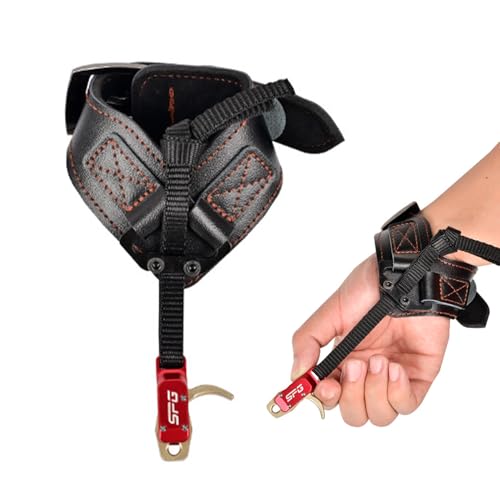 Archery Compound Bow Release Aids Trigger, Leather Buckle Wrist Strap Release Aid