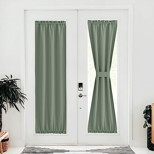 NICETOWN French Door Blackout Curtain for Kitchen Thermal Insulated Drapes Christmas Temporary Window Treatment Covering for Glass Door Rod Pocket wit