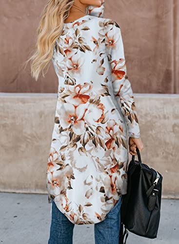 Sidefeel Women Long Sleeve Open Front Floral Print Knit Cardigans Outwear Xl Red #TOP2