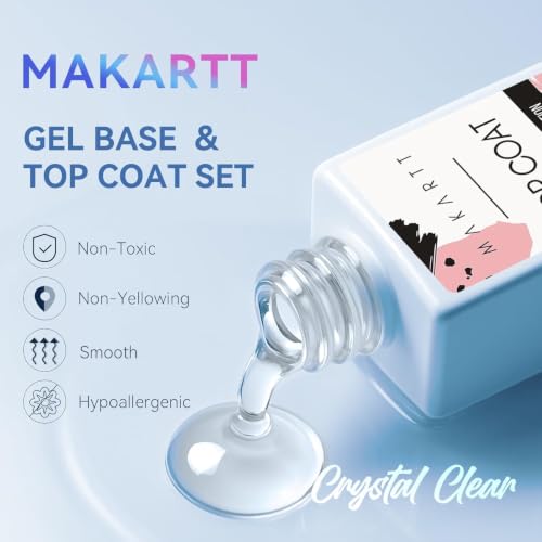 Makartt 2 * 10ml Base & Top Coat Gel UV Set – Hochglanz, kein Abwischen, 21+ Tage Halt – Ansicht 5