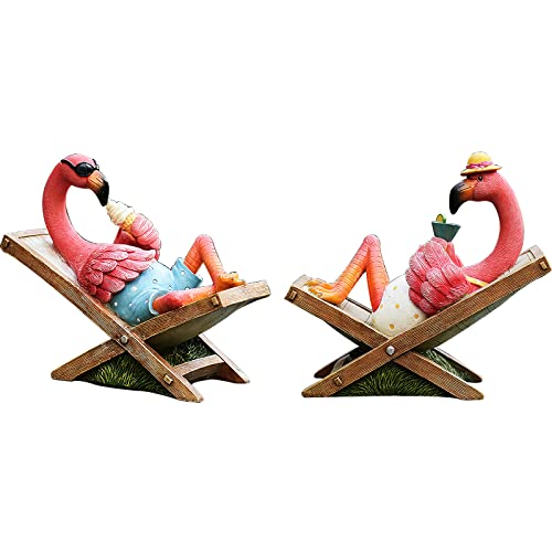MUAMAX Pink Flamingo Garden Statues Flamingo Ornaments Small Flamingo Statue Summer Tropical Coastal...