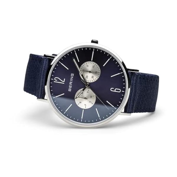 BERING Män Analogt Quarz Classic Collection armbandsur med Nylon Armband och Safirglas