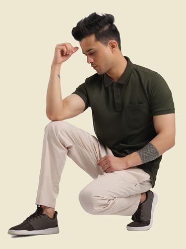 Image of Rupa Bumchums Men's Easy Care Cotton-Linen Relaxed Fit Trousers with Adjustable Drawstring and Secure Zip Pockets