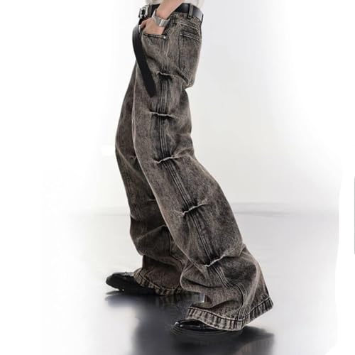 Men's Vintage Flared Leg Denim Jeans Streetwear Trendy Fashion Loose fit Denim Pants4