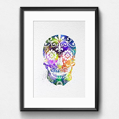 Dignovel Studios 11X14 Unframed Sugar Skull Day Of The Dead Halloween Watercolor Illustration Art Print Art Poster Home Art Decor Wall N257 #TOP4