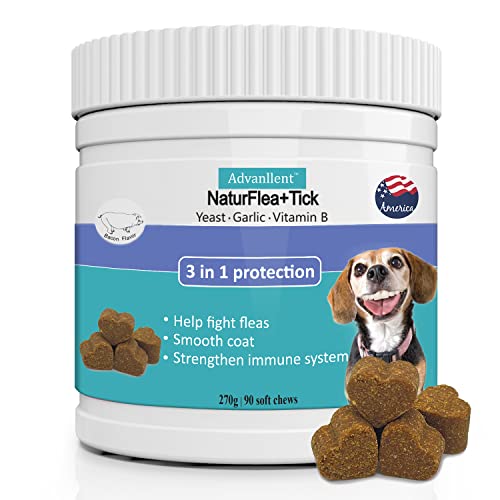 Advanllent Flea & Tick Prevention Supplement - Natural & Functional Flea Treatment For Dogs Soft Chew - Help With Dog Flea And Tick Treatment, Coat Smooth, Immune Health - 90 Count Flea Chewables #TOP17