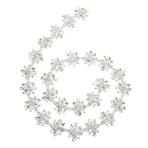 Rhinestone Trim, 1 Yard 3.5cm Wide Rhinestone Diamante Chain Crystal Rhinestone Chain for Wedding Dress Belts Necklace Headwear(White Horse Eye)