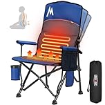 Overmont Heated Camping Chair with Adjustable High Backrest - 3 Heat Levels Seat & Backrest Separately Control - Heavy Duty Portable Heated Chair for Adults Supports 450 LBS - Battery NOT Included