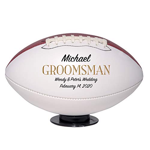 Product Image of the Personalized Custom Football Wedding Gift, Groomsman, Best Man, Bridesmaid, Ring Bearer Keepsake Gift (Groomsman)