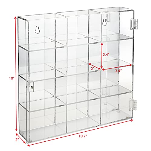 Ikee Design Mountable 12 Compartments Display Case Cabinet Stand With Mirrored Back, Display Shelves For Collectibles, 10.7”W X 2”D X 10”H #TOP1